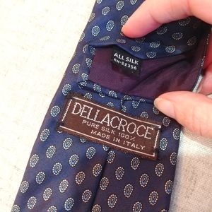 Vintage Italian 100% silk tie blue with mini paisley spots